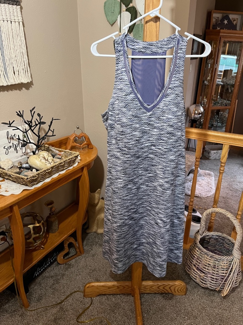 MPG Purple and White Patterned Active Tank Dress